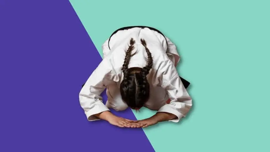 Karate student practicing the philosophy of the martial art