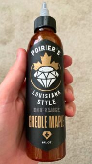 Bottle of Louisiana style creole maple hot sauce