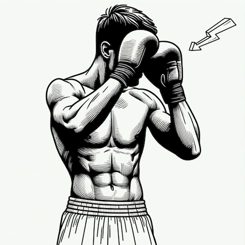 Illustration of boxer holding a high guard