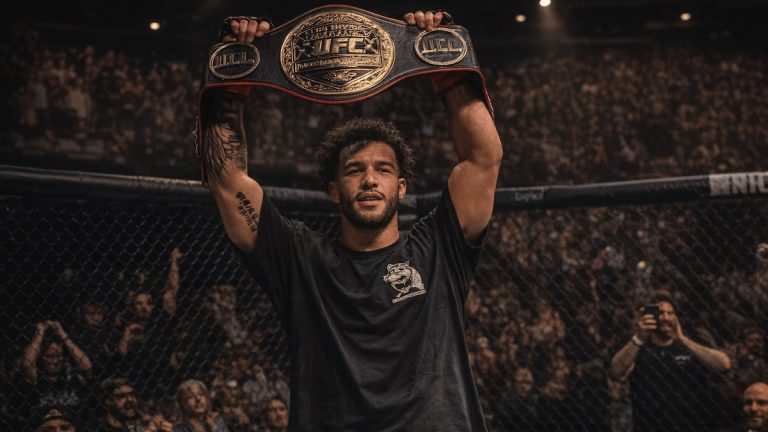 josiah harrel celebrating in octagon holding up belt