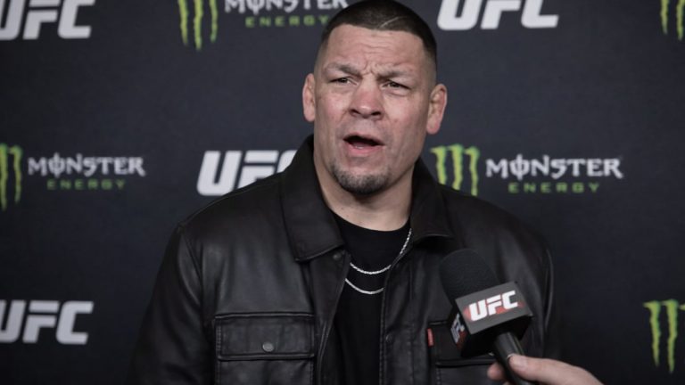 nate diaz being interviewed by a reporter in 2026