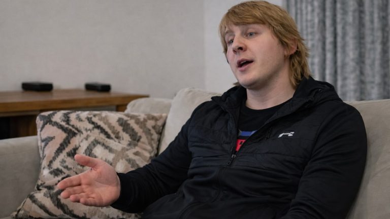 paddy pimblett talking at home on sofa over ufc fight
