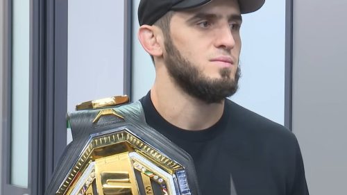 islam makhachev wearing ufc belt