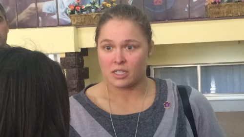 ronda rousey speaking to jouranlists