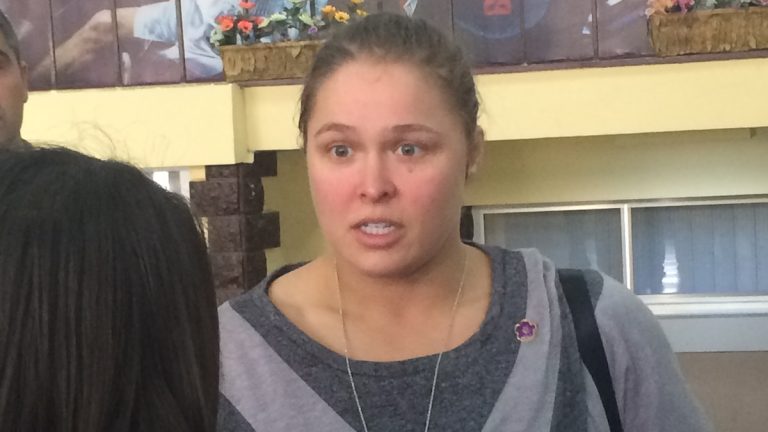 ronda rousey speaking to jouranlists